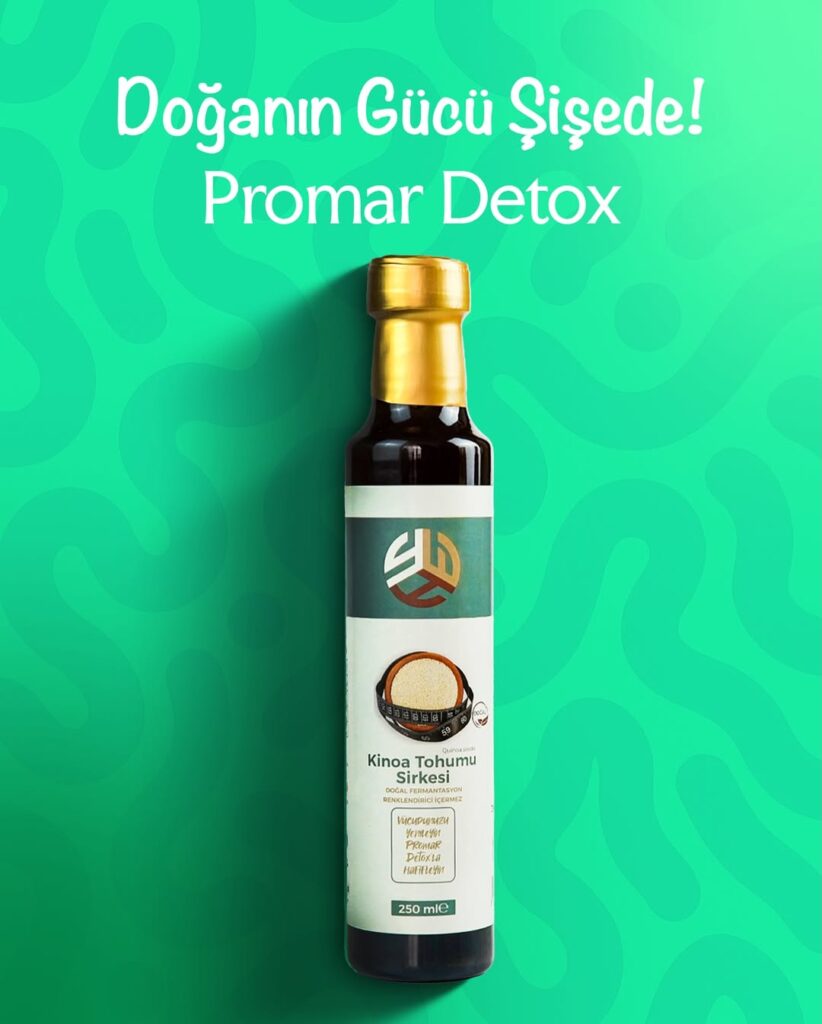 Doğanın gücü her damlada! 🌱Promar Detox Kinoa Sirkesi, doğal fermantasyonla üretilir ve vücudun