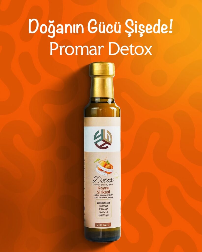 Kayısının ferahlığıyla doğanın gücü! Promar Detox Kayısı Sirkesi, özenle fermente edilmiş doğal
