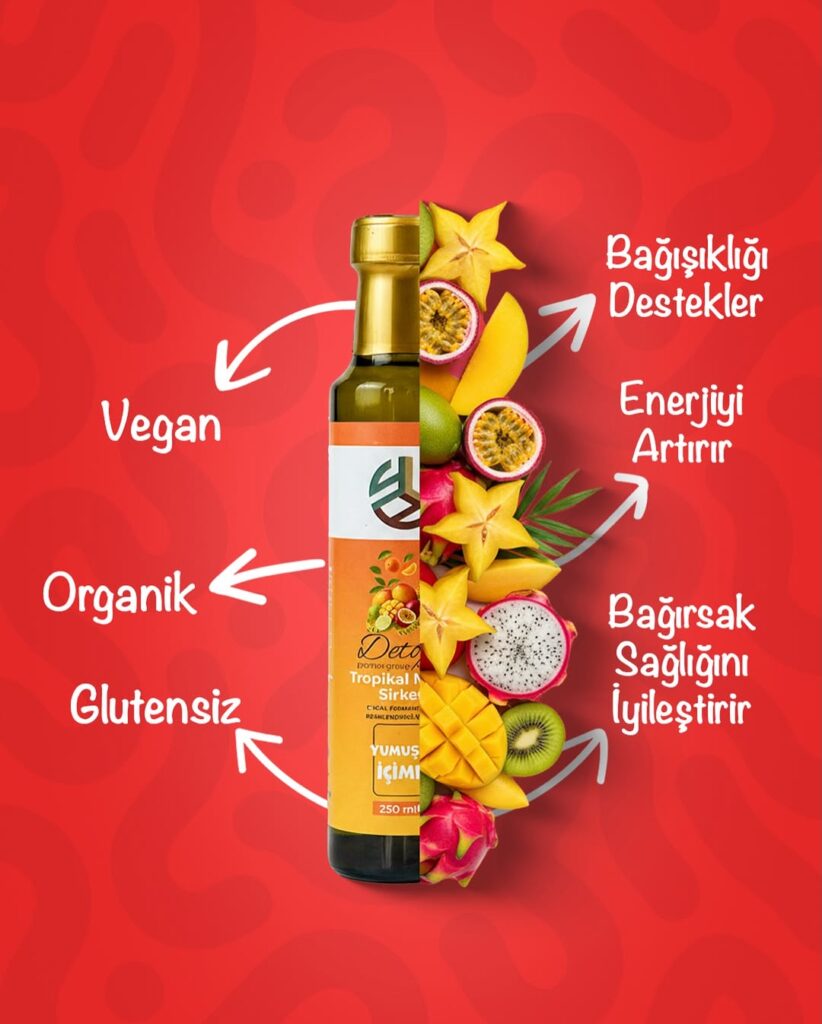 Tropikal Meyveli Detox Sirkesi – Sağlığın en doğal hali!Doğal fermente sirkenin gücü, tropikal m